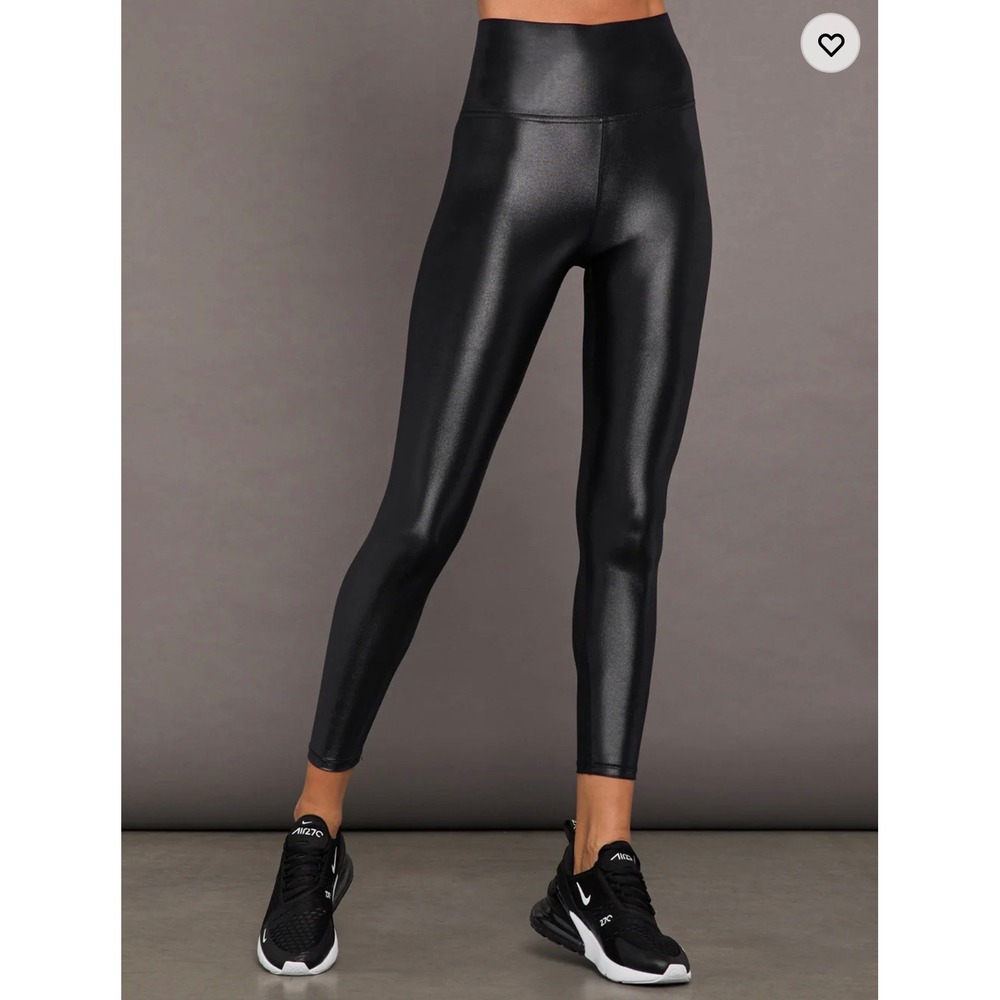 Carbon38 Takara Shine High Rise 7/8 Leggings Black Metallic Liquid Size‎ Medium